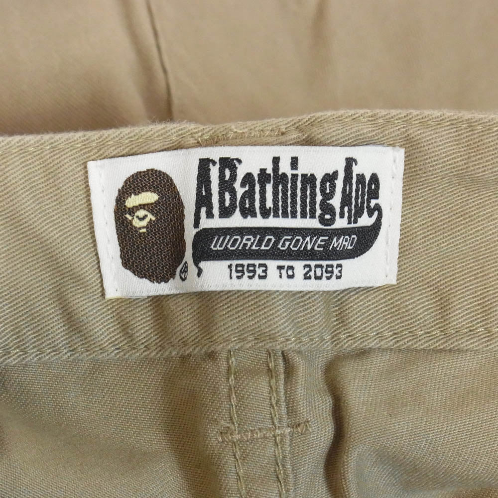 A BATHING APE アベイシングエイプ コットンチノクロス クロップド ワークパンツ ベージュ系 XL【中古】