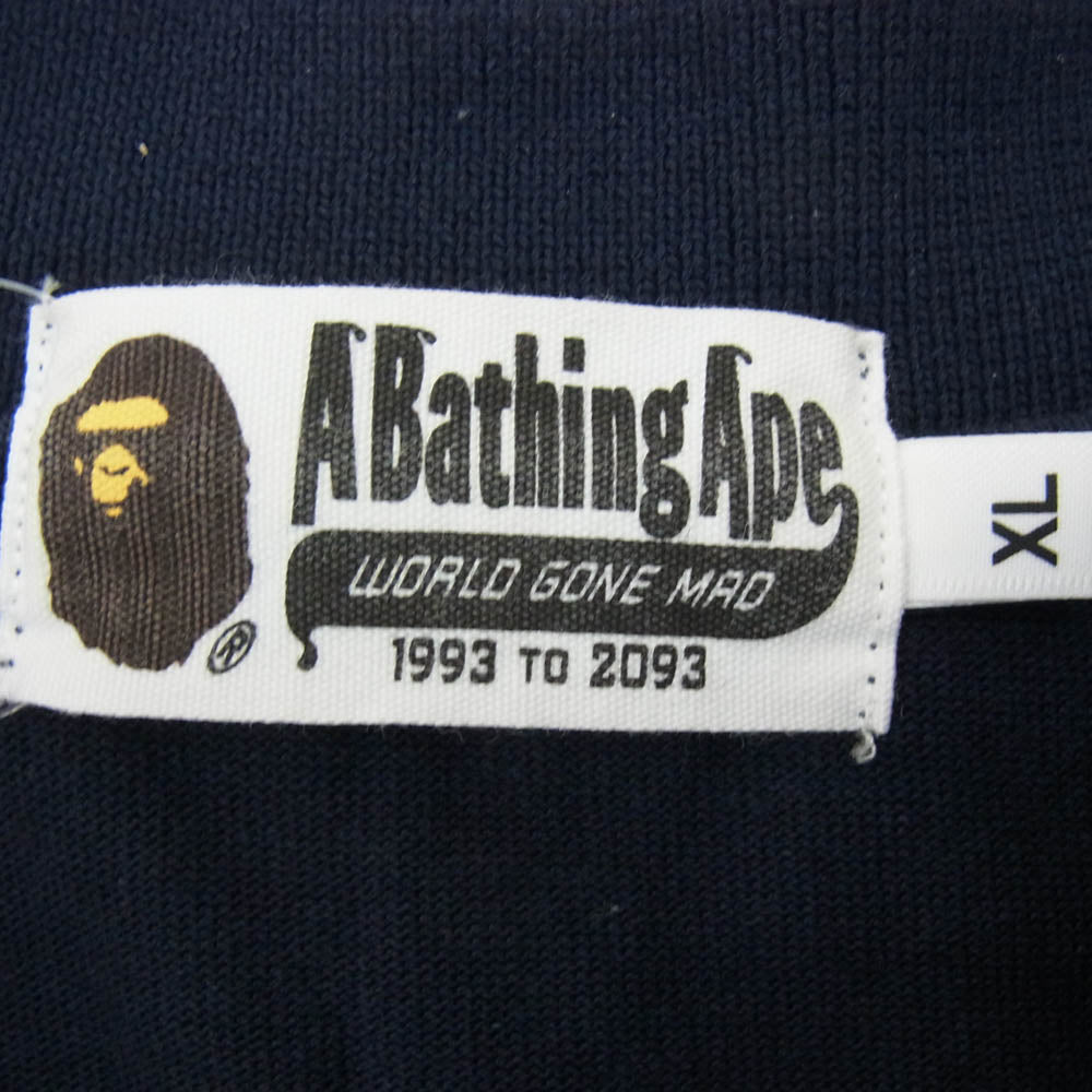 A BATHING APE アベイシングエイプ ビッグフェイスプリント バックロゴ 半袖 ポロシャツ ネイビー系 XL【中古】