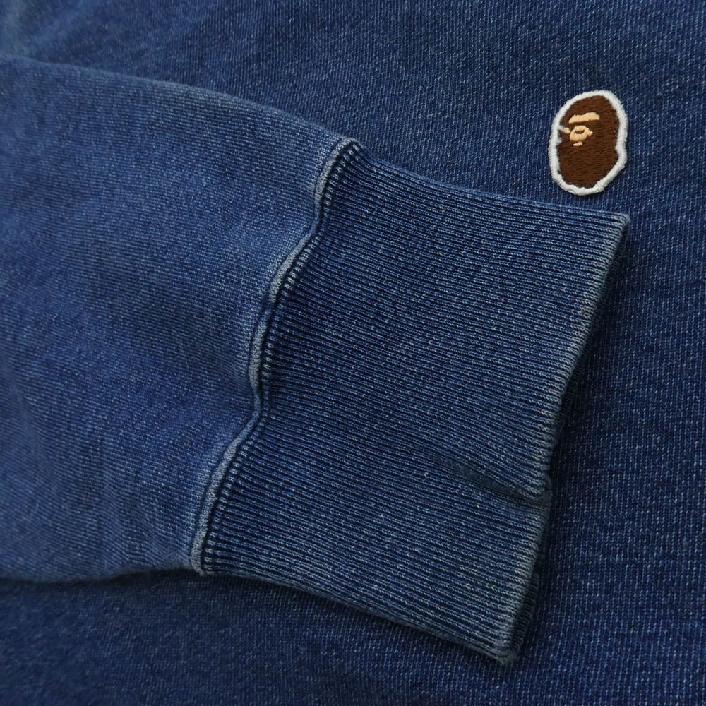A BATHING APE アベイシングエイプ 001SWD201009X ロゴワッペン アームロゴ クルーネック スウェット トレーナー ブルー系 XL【中古】