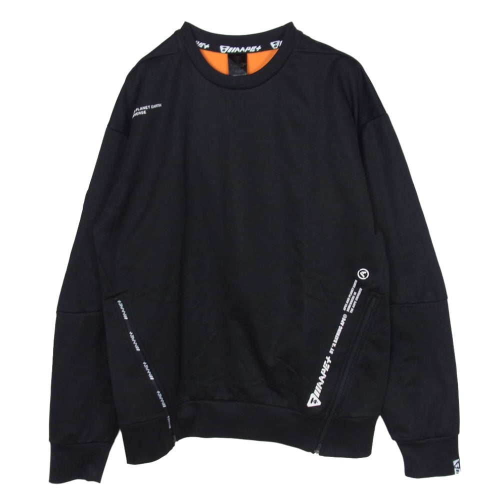 A BATHING APE アベイシングエイプ AAPSWM3521XXB AAPE エーエイプ バックロゴ クルーネック スウェット プルオーバー トレーナー ブラック系 175【中古】