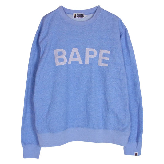 A BATHING APE アベイシングエイプ BAPEロゴ クルーネック スウェット トレーナー ライトブルー系 L【中古】