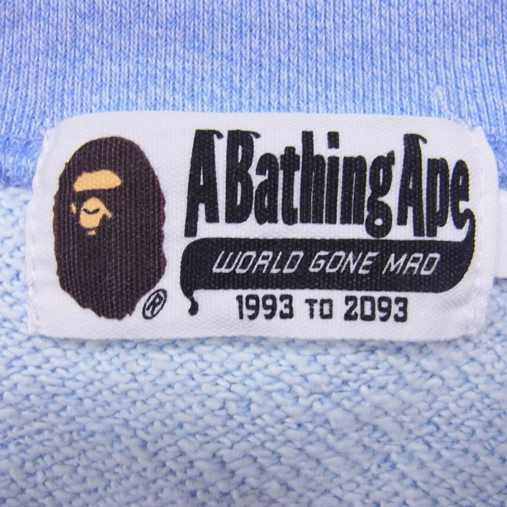 A BATHING APE アベイシングエイプ BAPEロゴ クルーネック スウェット トレーナー ライトブルー系 L【中古】