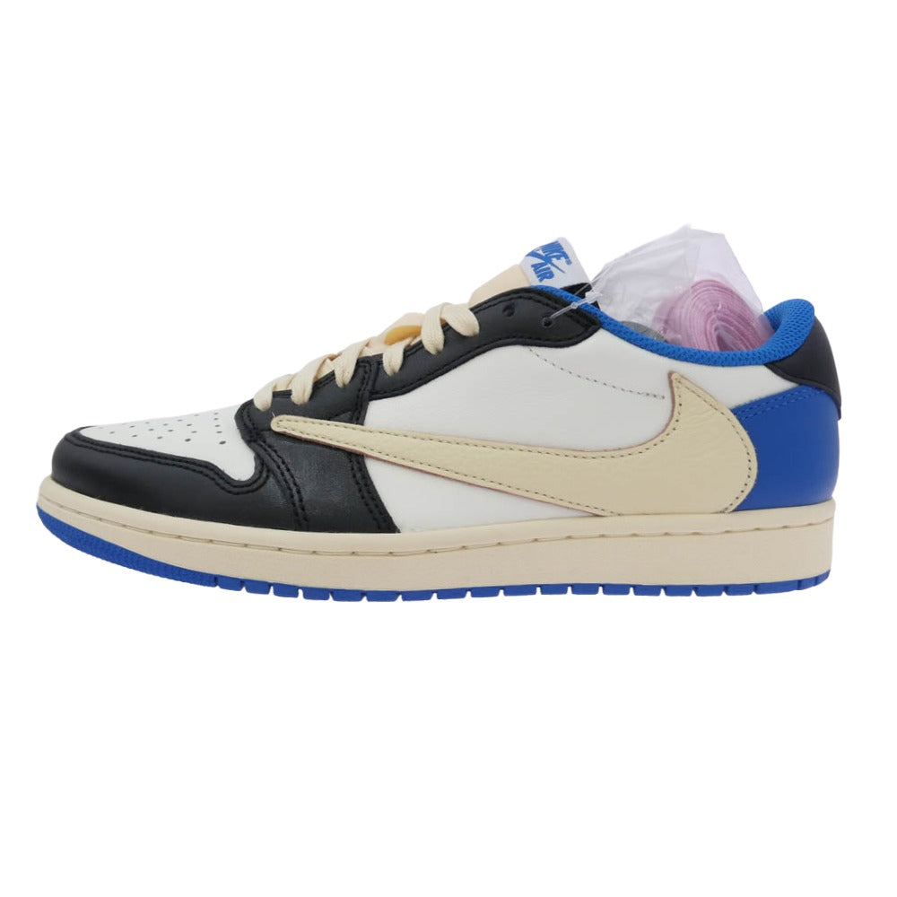 NIKE AIR JORDAN ナイキ ジョーダン DM7866-140 【フェイクバスターズ鑑定済】Travis Scott × fragment design Jordan 1 Low OG SP Military Blue トラヴィススコット × フラグメントデザイン エアジョーダン1 スニーカー ホワイト系 ブルー系 ブラック系 26cm【新古品】【未使用】【中古】
