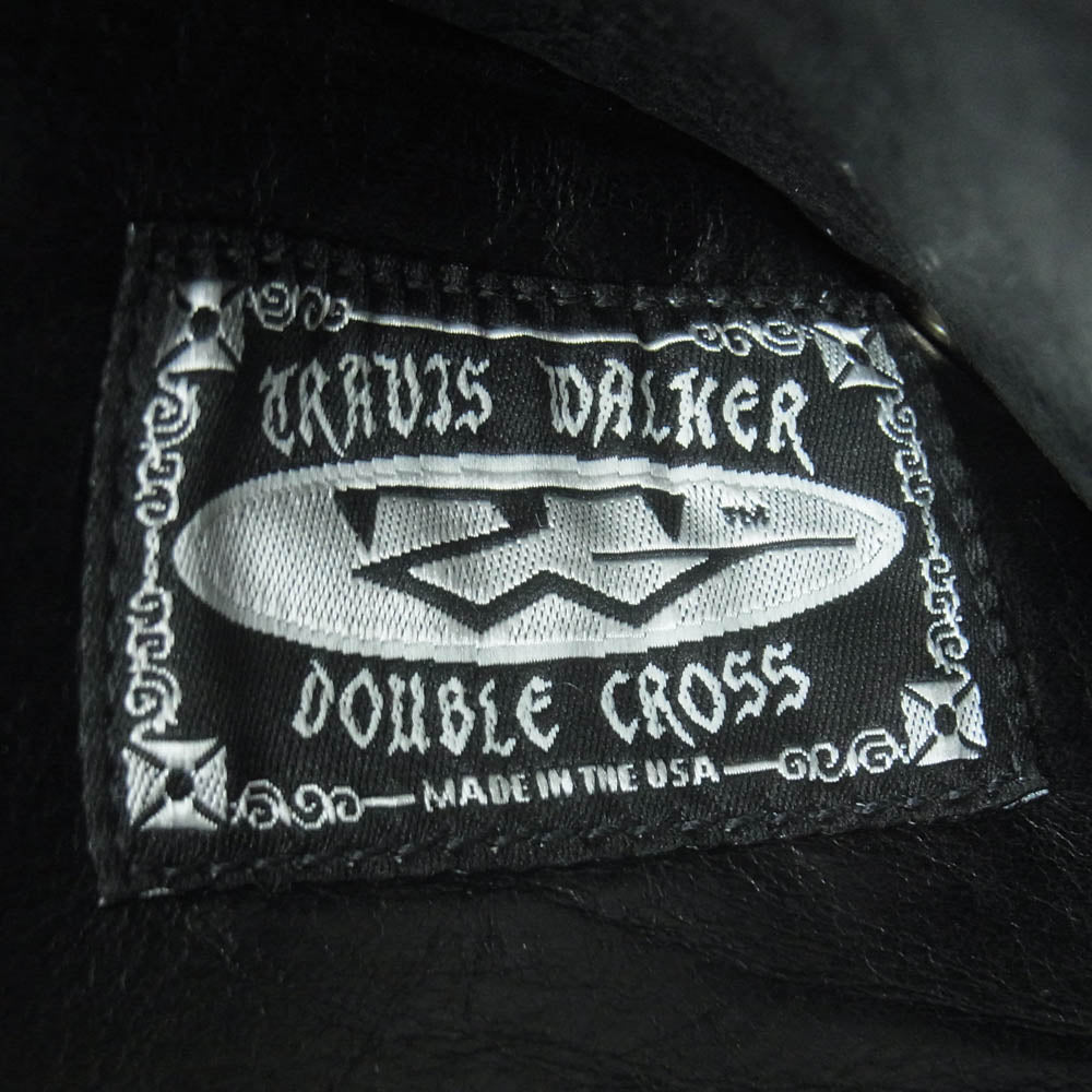 TRAVIS WALKER トラヴィスワーカー クロスボタン スカル レザー ウォレット 財布 アメリカ製 ブラック系【中古】