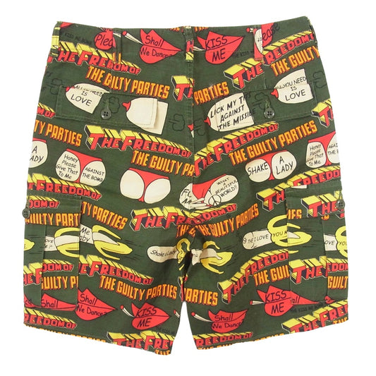 WACKO MARIA ワコマリア カットオフ 総柄 ワーク ショーツ ショート ハーフ パンツ カーキ系 S【中古】