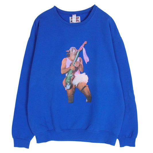 WACKO MARIA ワコマリア Up in Smoke チーチ&チョン プリント クルーネック 長袖 スウェット ブルー系 L【中古】