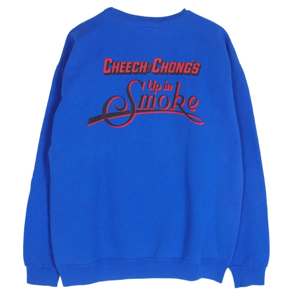 WACKO MARIA ワコマリア Up in Smoke チーチ&チョン プリント クルーネック 長袖 スウェット ブルー系 L【中古】