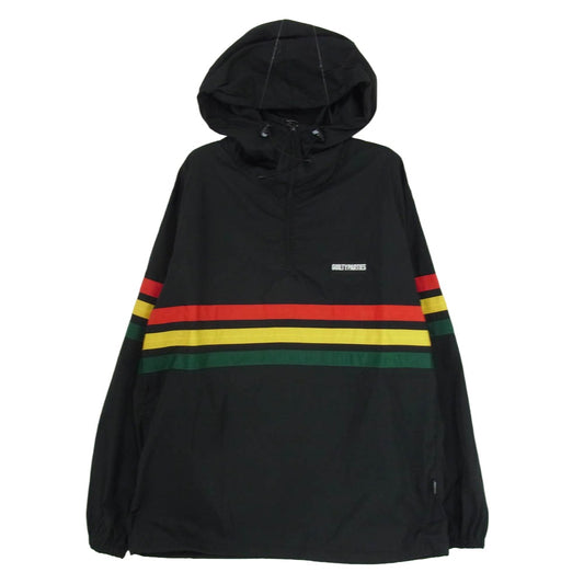 WACKO MARIA ワコマリア RASTA STRIPED LINE PULLOVER HOODED JACKET ラスタ ストライプ ライン プルオーバー フーデッド ジャケット ブラック系 S【中古】