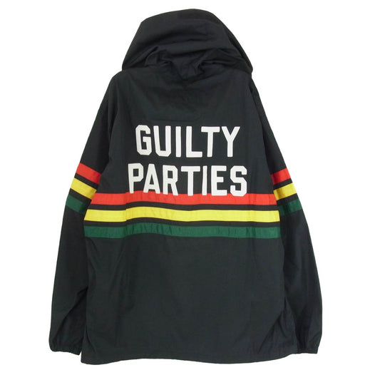 WACKO MARIA ワコマリア RASTA STRIPED LINE PULLOVER HOODED JACKET ラスタ ストライプ ライン プルオーバー フーデッド ジャケット ブラック系 S【中古】