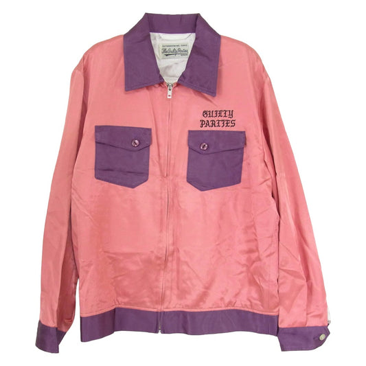 WACKO MARIA ワコマリア TWO-TONE 50'S JACKET レーヨン 2トーン ジップアップ ジャケット ブルゾン ピンク系 S【中古】