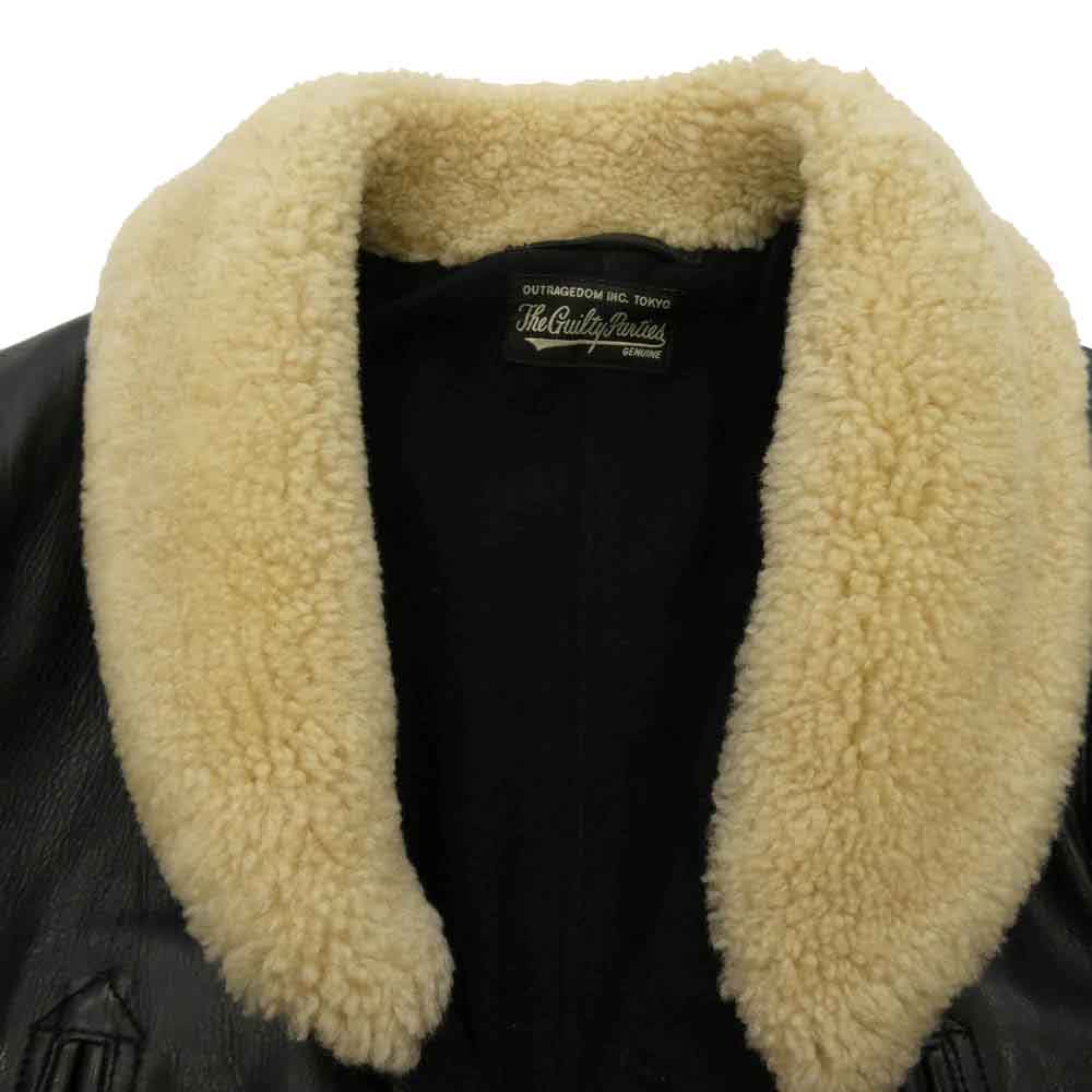 WACKO MARIA ワコマリア 12AW 12AW-LEA-17 襟ボア レザー カーコート ジャケット ブラック系 S【中古】