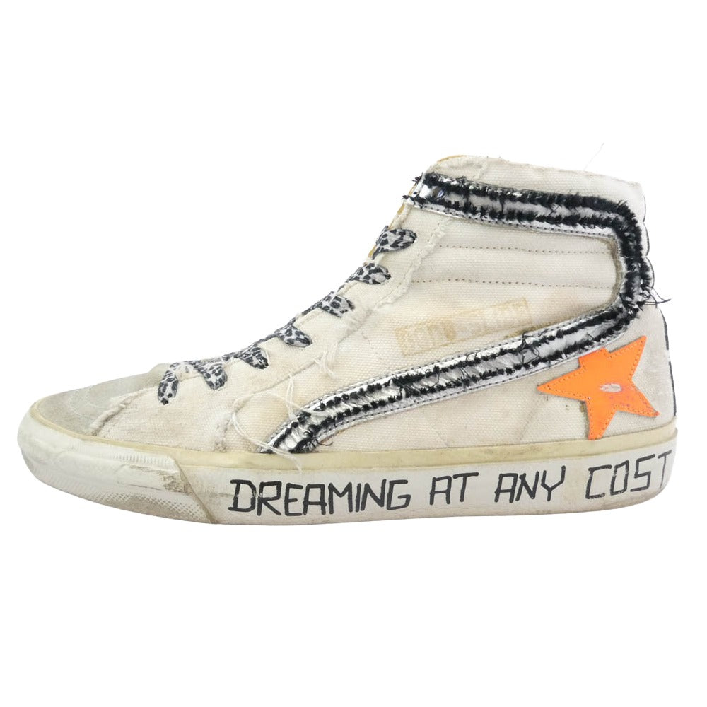 GOLDEN GOOSE ゴールデングース SLIDE ヴィンテージ加工 ハイカット スニーカー マルチカラー系 ベージュ系 37【中古】