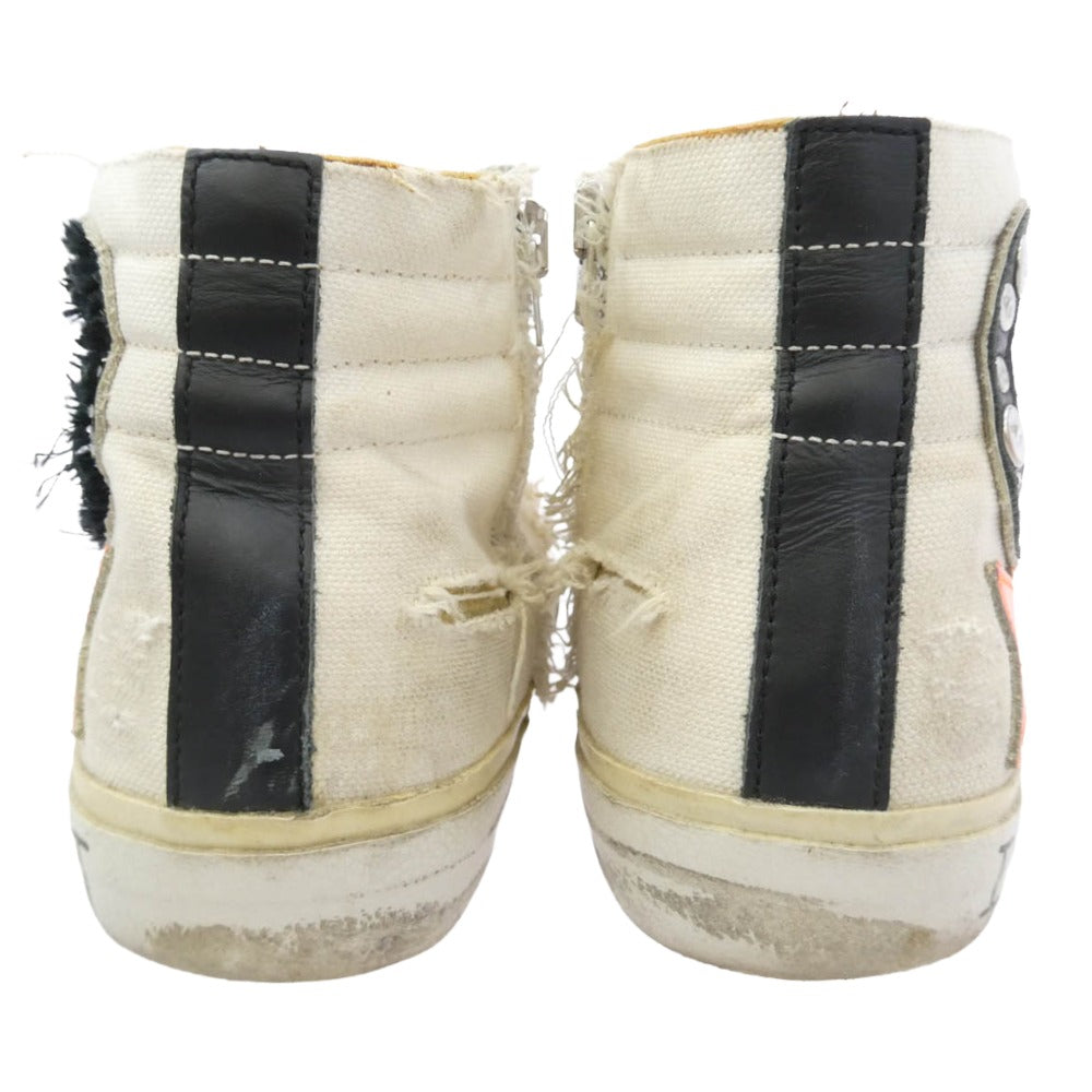 GOLDEN GOOSE ゴールデングース SLIDE ヴィンテージ加工 ハイカット スニーカー マルチカラー系 ベージュ系 37【中古】