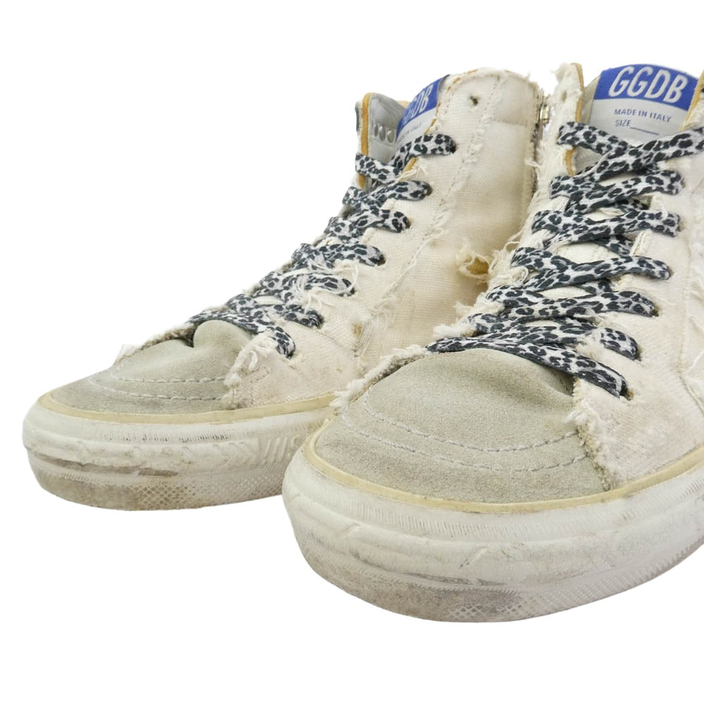 GOLDEN GOOSE ゴールデングース SLIDE ヴィンテージ加工 ハイカット スニーカー マルチカラー系 ベージュ系 37【中古】