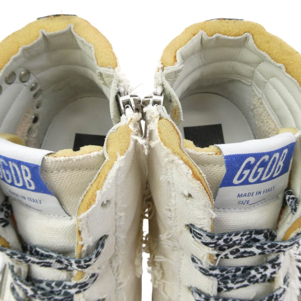 GOLDEN GOOSE ゴールデングース SLIDE ヴィンテージ加工 ハイカット スニーカー マルチカラー系 ベージュ系 37【中古】