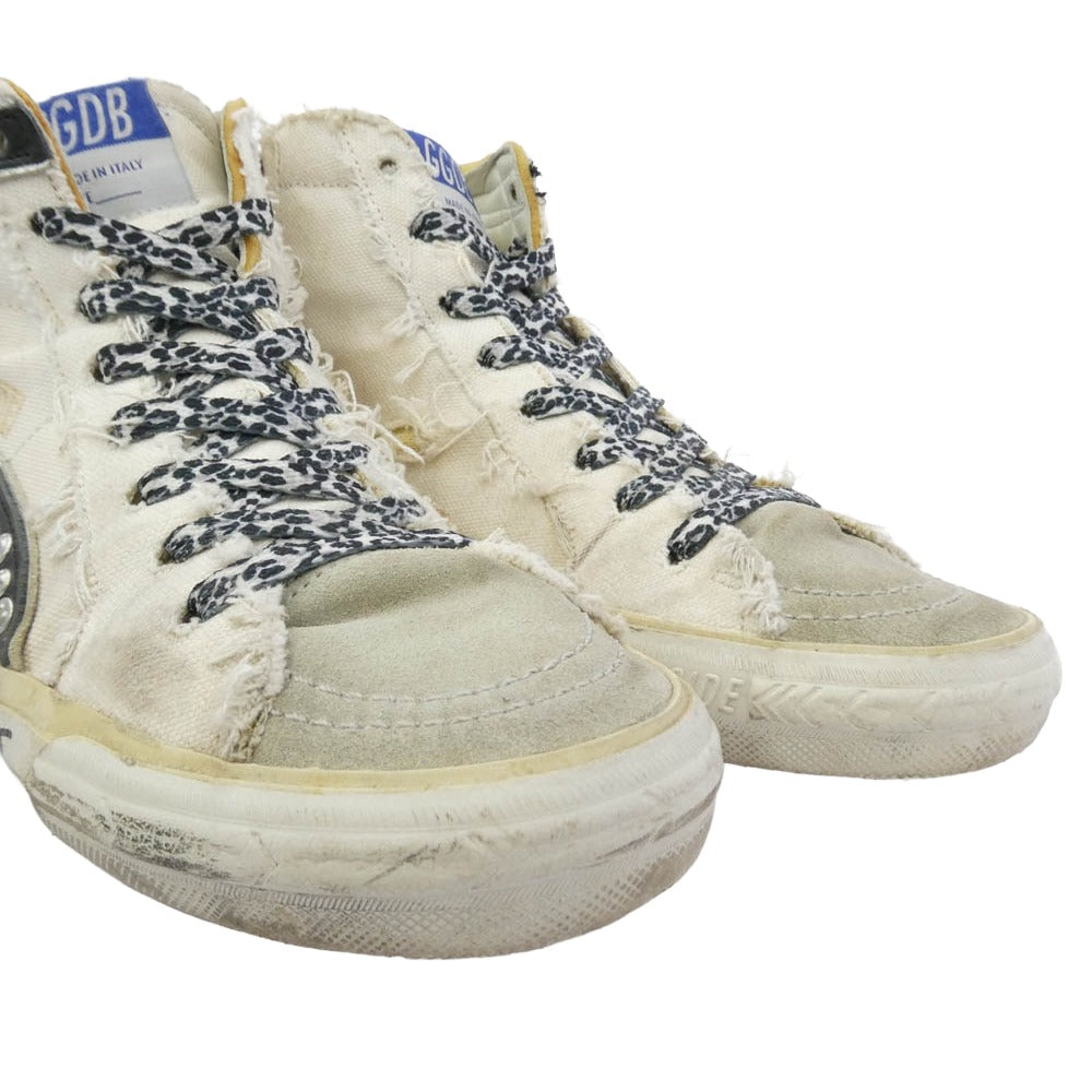 GOLDEN GOOSE ゴールデングース SLIDE ヴィンテージ加工 ハイカット スニーカー マルチカラー系 ベージュ系 37【中古】