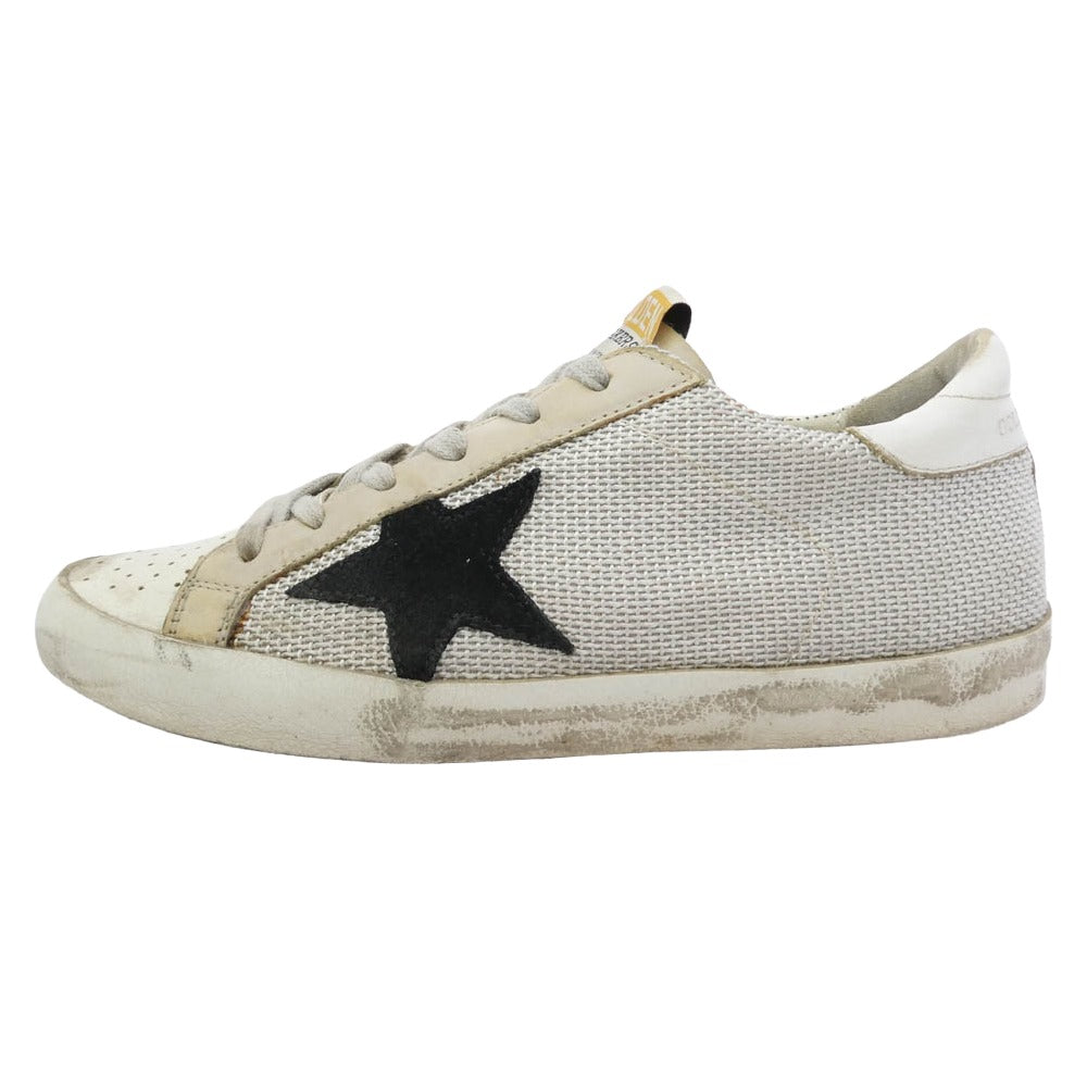 GOLDEN GOOSE ゴールデングース SUPERSTAR ヴィンテージ加工 レザー ローカット スニーカー ホワイト系 ブラック系 36【中古】