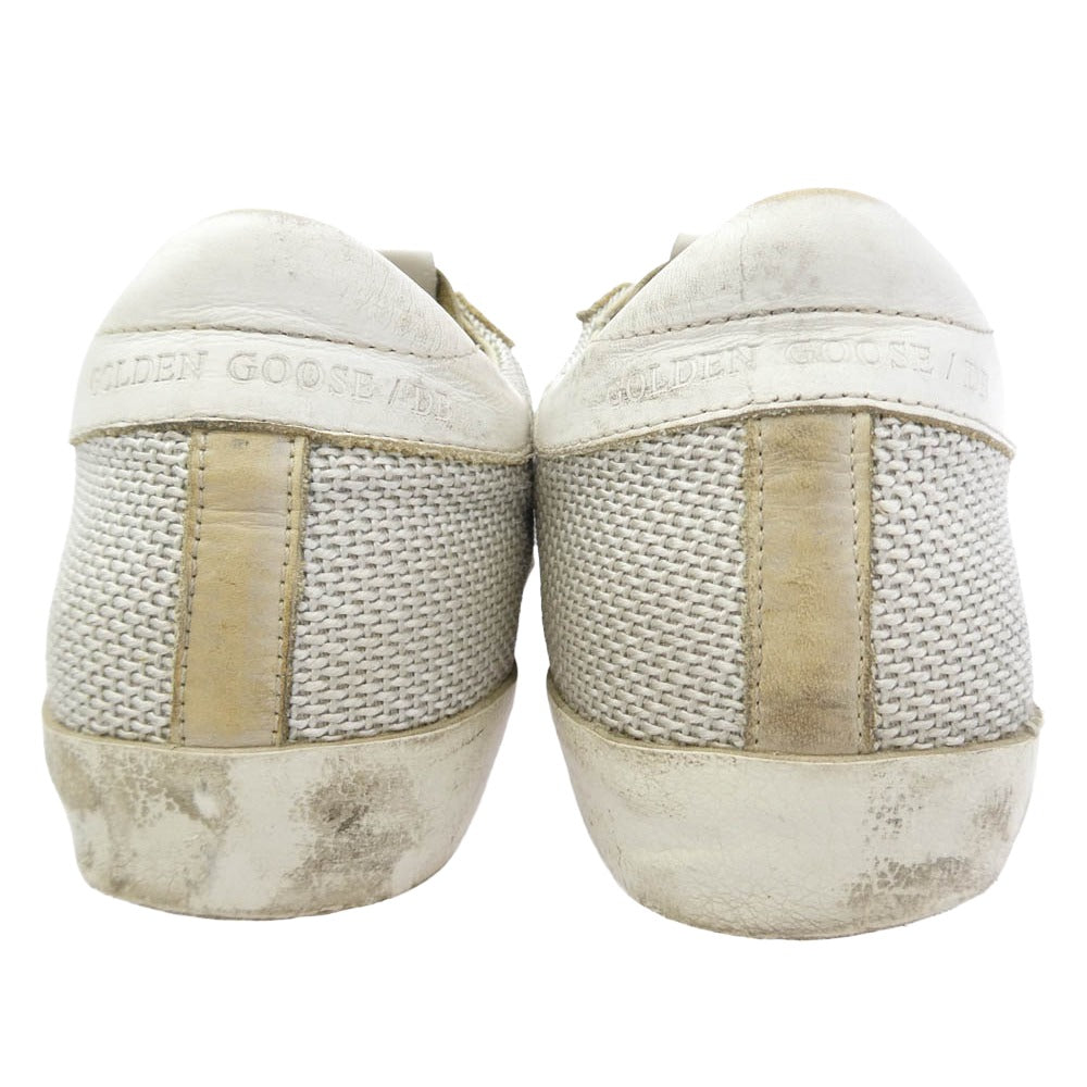 GOLDEN GOOSE ゴールデングース SUPERSTAR ヴィンテージ加工 レザー ローカット スニーカー ホワイト系 ブラック系 36【中古】