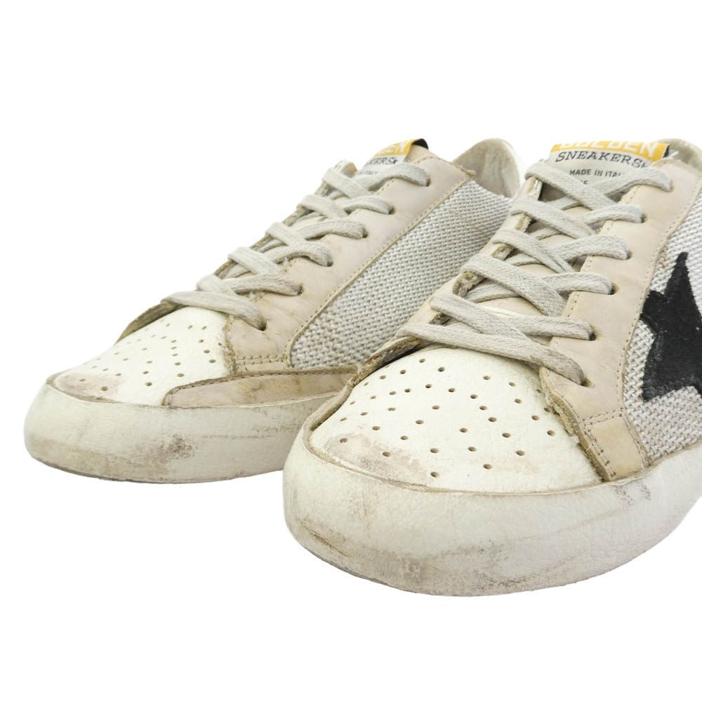 GOLDEN GOOSE ゴールデングース SUPERSTAR ヴィンテージ加工 レザー ローカット スニーカー ホワイト系 ブラック系 36【中古】