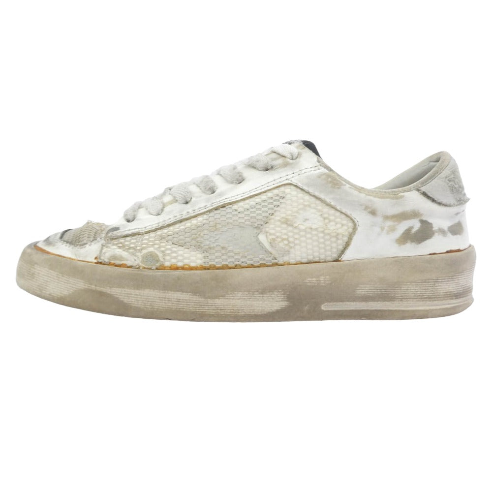 GOLDEN GOOSE ゴールデングース STARDAN ヴィンテージ加工 レザー ローカット スニーカー ホワイト系 ベージュ系 36【中古】