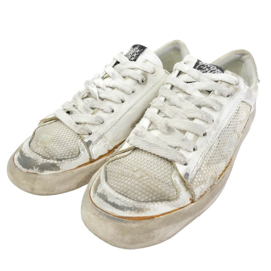 GOLDEN GOOSE ゴールデングース STARDAN ヴィンテージ加工 レザー ローカット スニーカー ホワイト系 ベージュ系 36【中古】