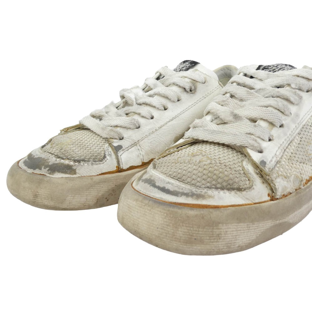 GOLDEN GOOSE ゴールデングース STARDAN ヴィンテージ加工 レザー ローカット スニーカー ホワイト系 ベージュ系 36【中古】