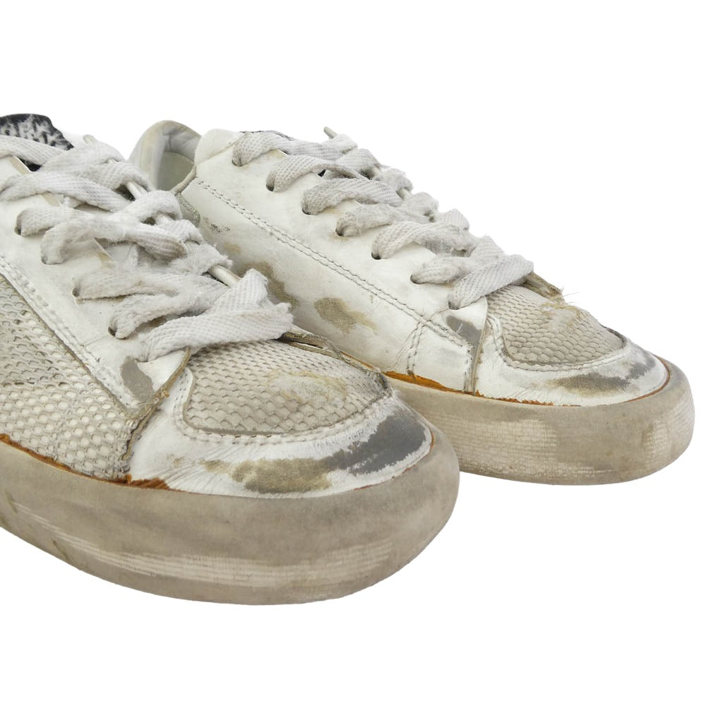 GOLDEN GOOSE ゴールデングース STARDAN ヴィンテージ加工 レザー ローカット スニーカー ホワイト系 ベージュ系 36【中古】