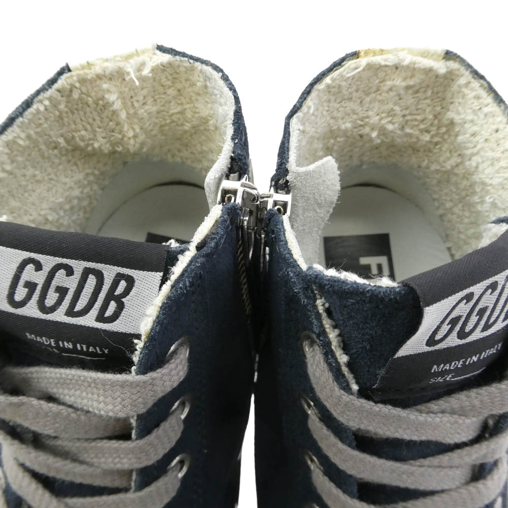 GOLDEN GOOSE ゴールデングース FRANCY ヴィンテージ加工 スエード ハイカット スニーカー ブルー系 ホワイト系 チャコール系 36【中古】