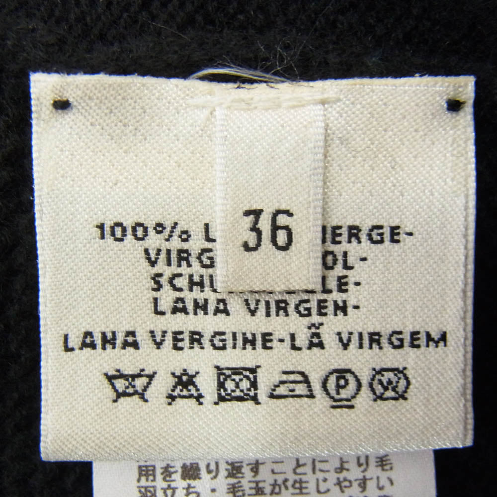 HERMES エルメス H柄 クルーネック ウール ニット セーター ブラック系 36【中古】