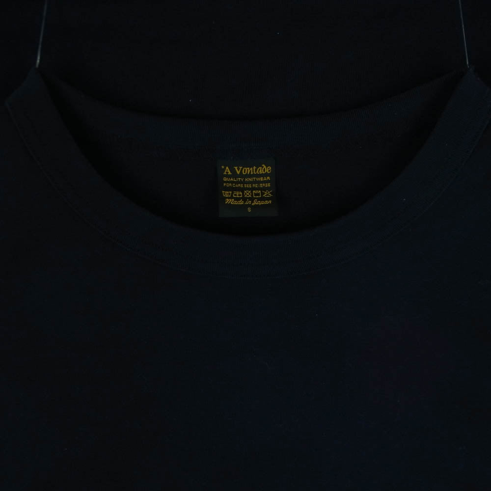 A VONTADE アボンタージ 裾ドローコード クルーネック ポケット付き 半袖 Tシャツ カットソー ダークネイビー系 S【中古】