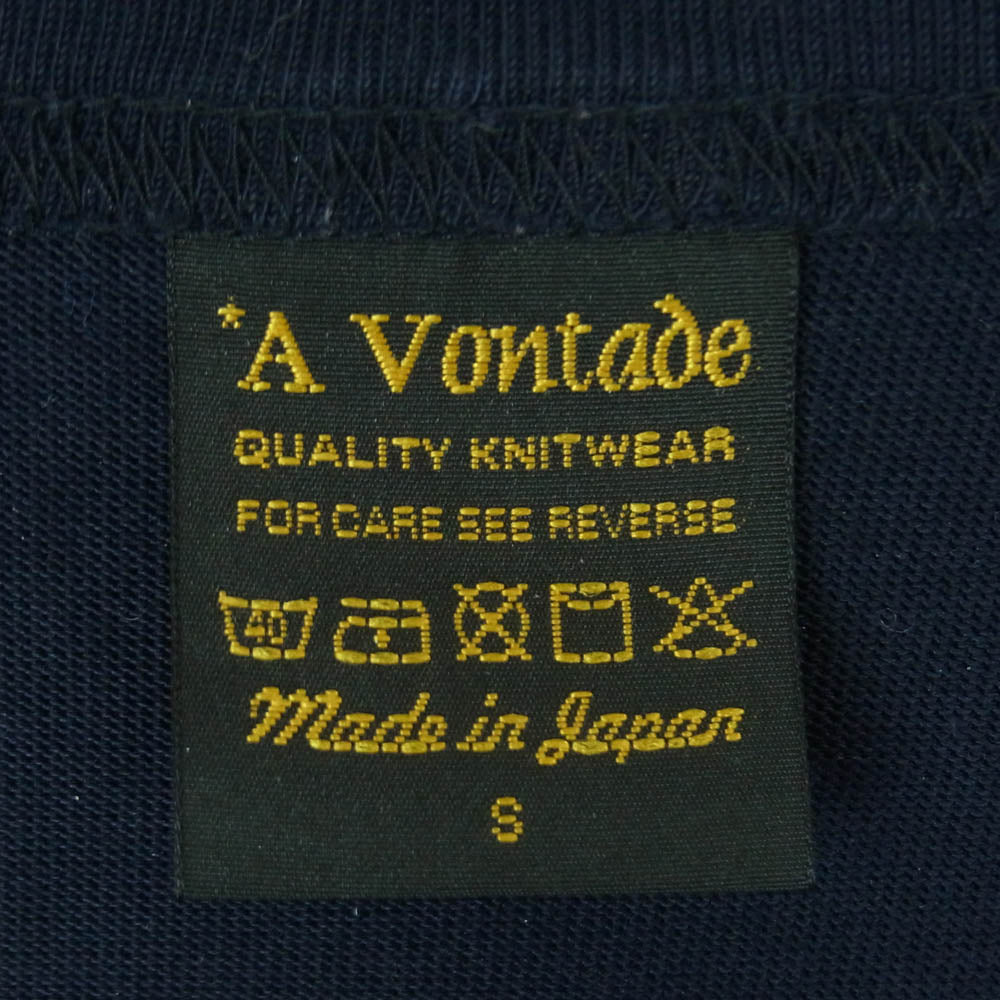 A VONTADE アボンタージ 裾ドローコード クルーネック ポケット付き 半袖 Tシャツ カットソー ダークネイビー系 S【中古】