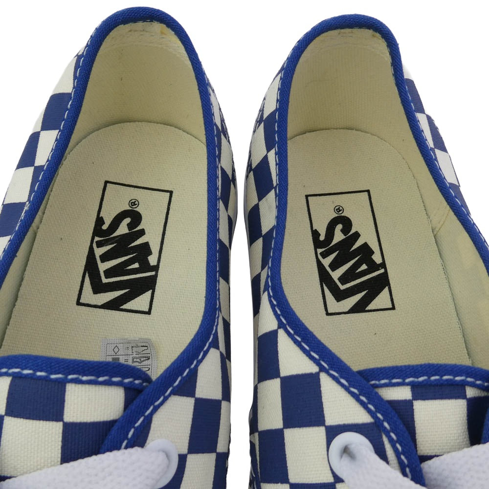 VANS バンズ VN000EGAAMQ Authentic オーセンティック PRIMA CHK True Blue White チェッカー キャンバス スニーカー ブルー系 オフホワイト系 27cm【美品】【中古】