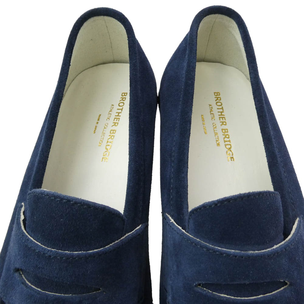 ブラザーブリッジ スエード コインローファー MIDNIGHT BLUE ミッドナイトブルー ブルー系 ブラック系 8【中古】