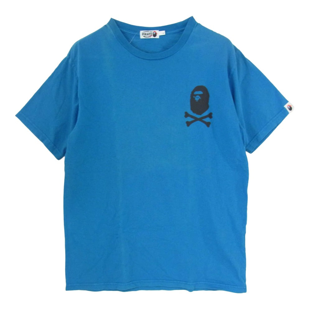 A BATHING APE アベイシングエイプ 猿 プリント 半袖 Tシャツ カットソー ブルー系 L【中古】