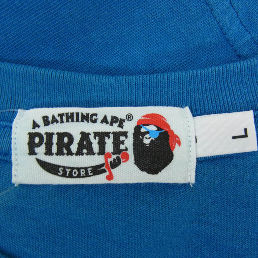 A BATHING APE アベイシングエイプ 猿 プリント 半袖 Tシャツ カットソー ブルー系 L【中古】