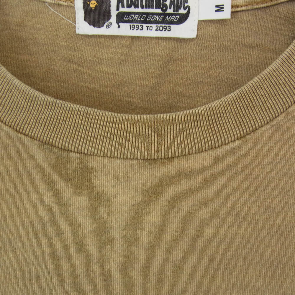 A BATHING APE アベイシングエイプ BAPE ロゴプリント ポケット 半袖 Tシャツ カットソー ブラウン系 M【中古】