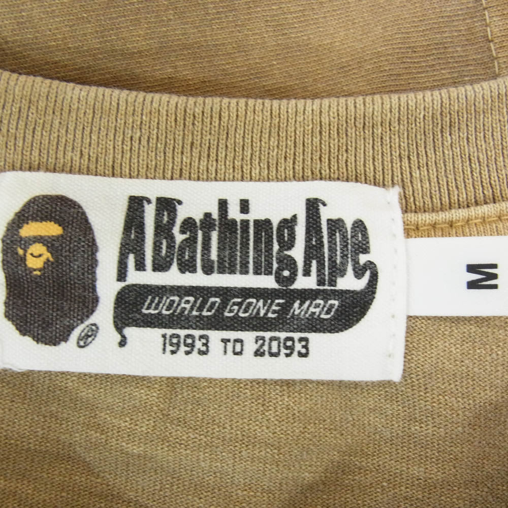 A BATHING APE アベイシングエイプ BAPE ロゴプリント ポケット 半袖 Tシャツ カットソー ブラウン系 M【中古】