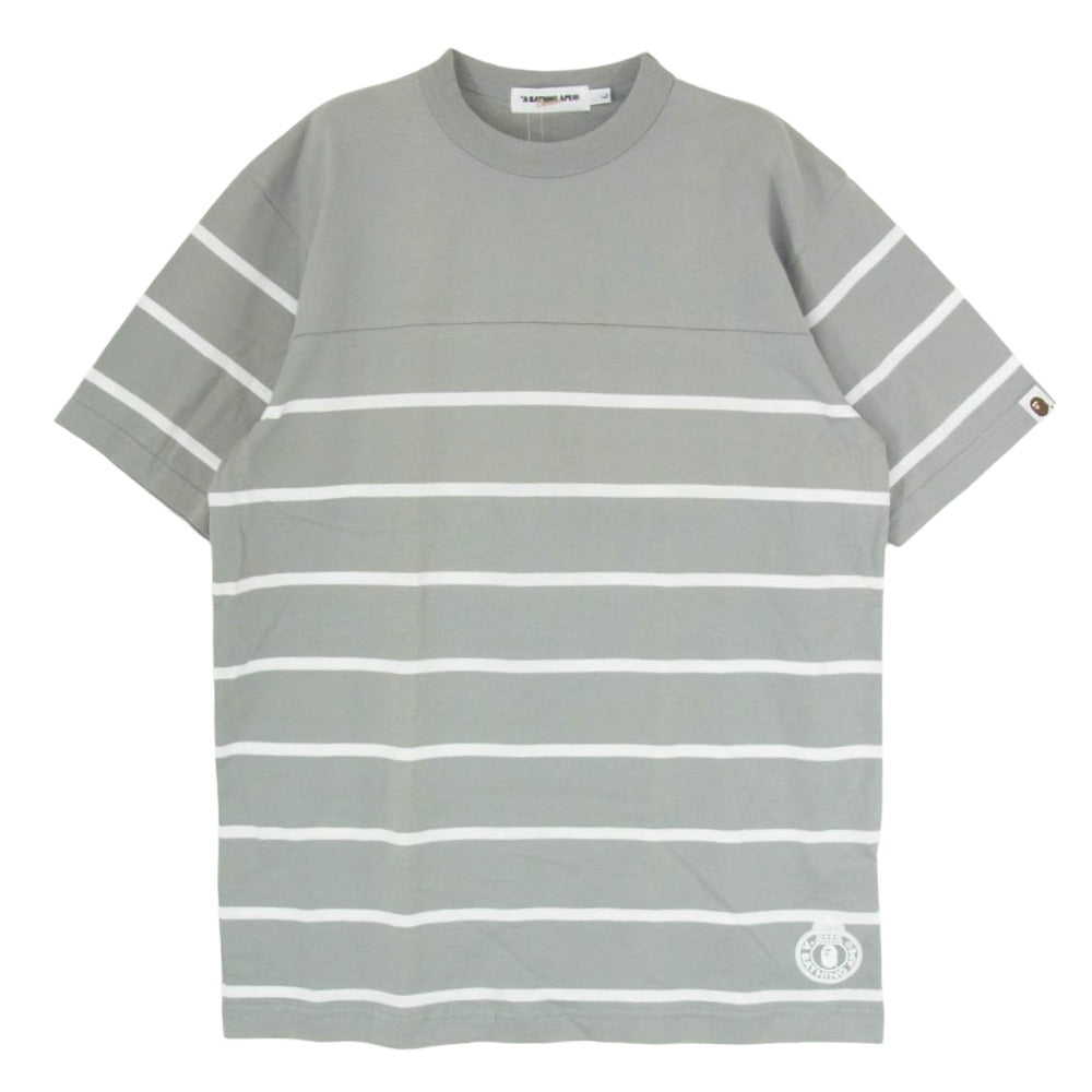 A BATHING APE アベイシングエイプ ボーダー 半袖 Tシャツ カットソー グレー系 L【中古】