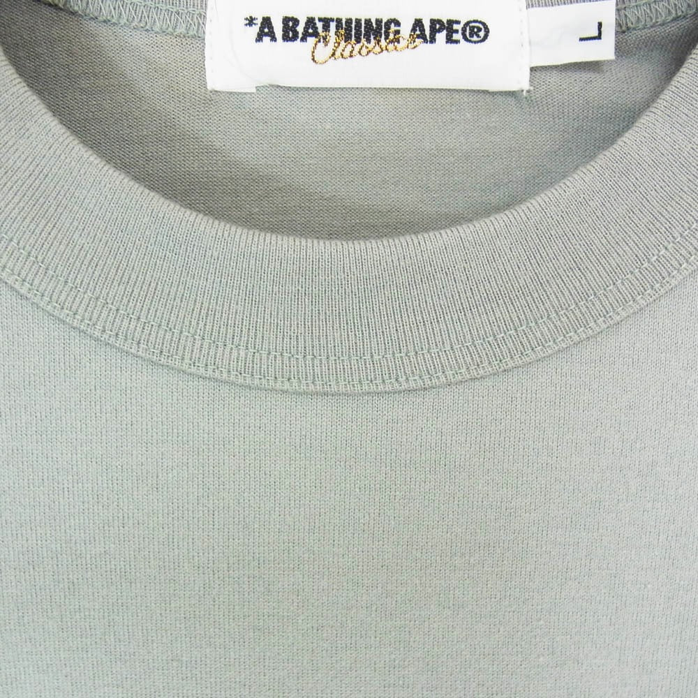 A BATHING APE アベイシングエイプ ボーダー 半袖 Tシャツ カットソー グレー系 L【中古】
