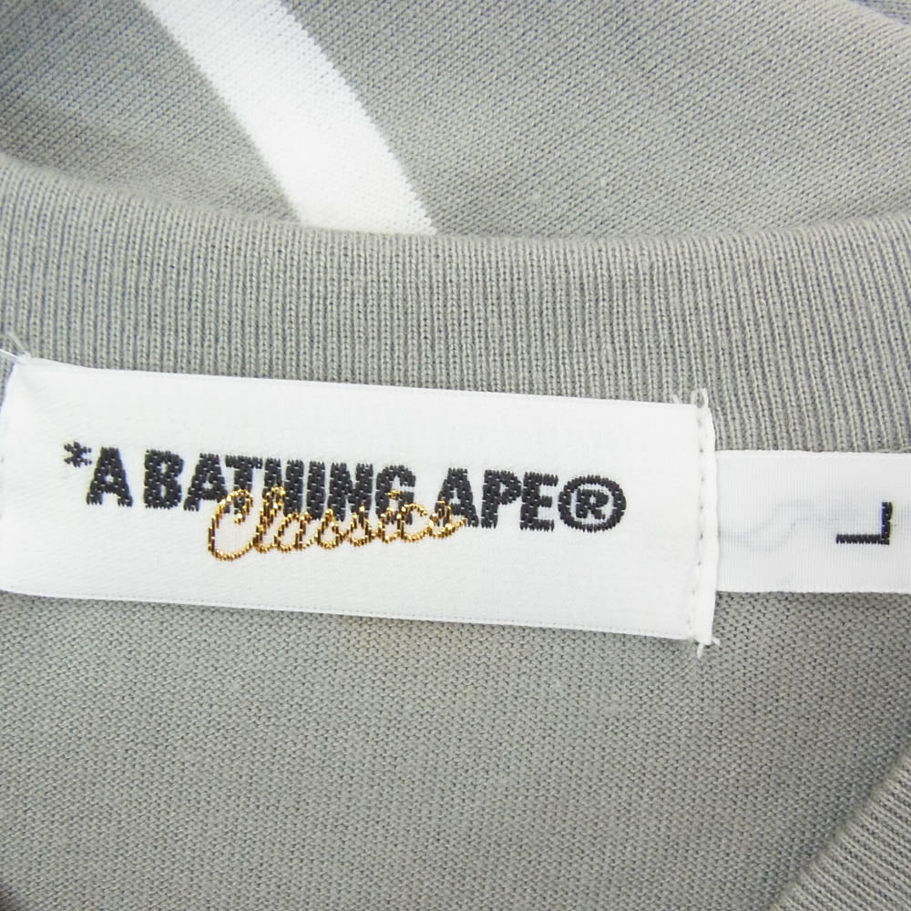 A BATHING APE アベイシングエイプ ボーダー 半袖 Tシャツ カットソー グレー系 L【中古】
