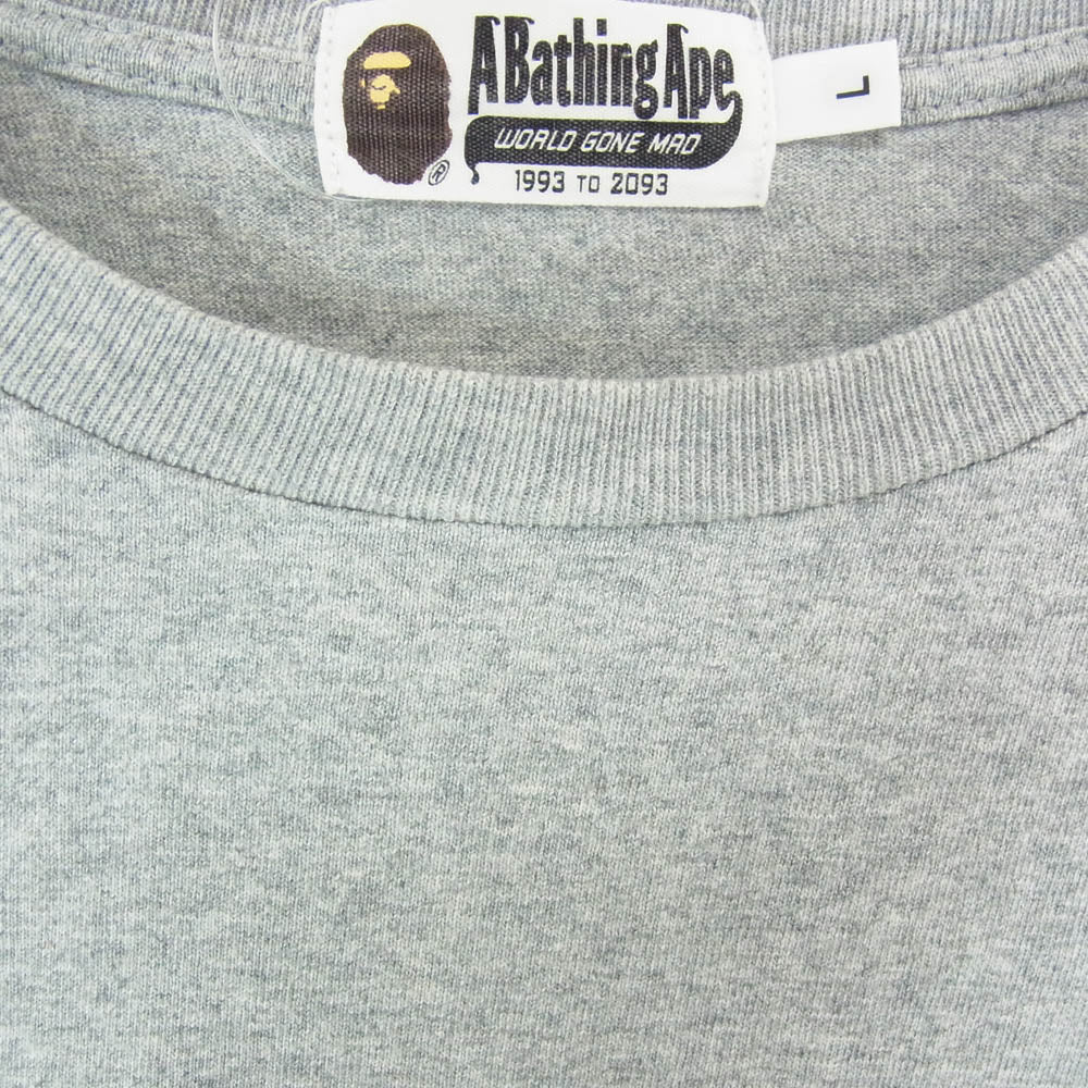 A BATHING APE アベイシングエイプ カモポケット BAPE ロゴプリント 半袖 Tシャツ カットソー グレー系 L【中古】
