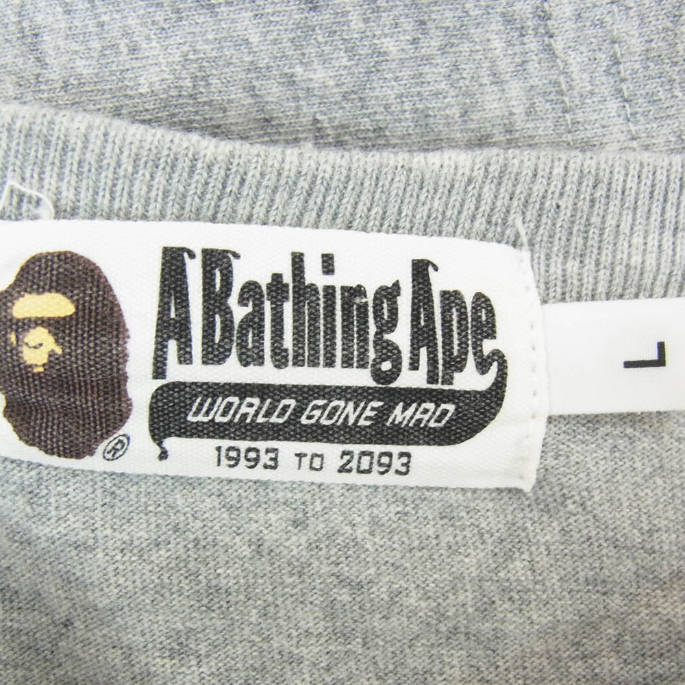 A BATHING APE アベイシングエイプ カモポケット BAPE ロゴプリント 半袖 Tシャツ カットソー グレー系 L【中古】