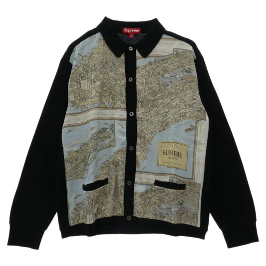 Supreme シュプリーム 23AW Silk Map Cardigan シルク マップ カーディガン ブラック系 マルチカラー系【美品】【中古】