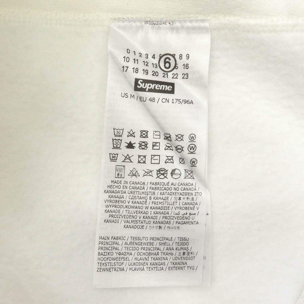 Supreme シュプリーム 24SS x MM6 Maison Margiela エムエムシックス メゾンマルジェラ Foil Box Logo Hooded Sweatshirt フォイル ボックス ロゴ フーデッド スウェットシャツ フーディー パーカー ホワイト系 シルバー系 M【極上美品】【中古】