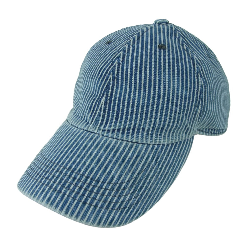 UES ウエス ストライプ ヒッコリー キャップ 帽子 インディゴブルー系 ホワイト系 L【中古】