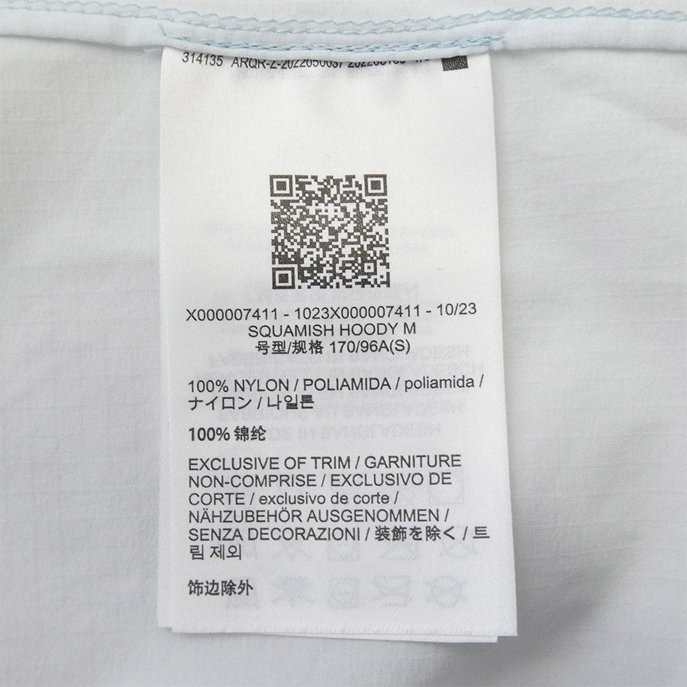 ARC'TERYX アークテリクス X000007411 SQUAMISH HOODY スコーミッシュ フーディ ナイロンジャケット ライトブルー系 S【中古】