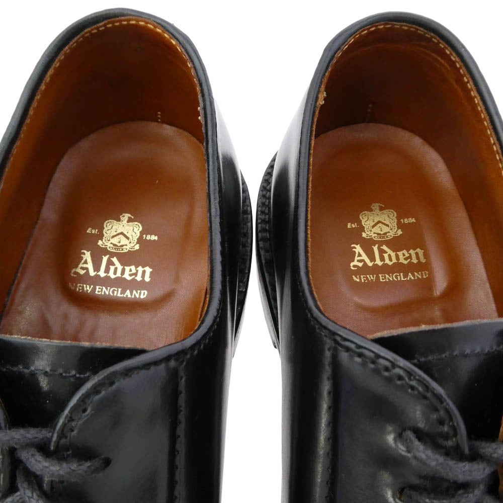 ALDEN オールデン 純正シューツリー付属 9901 Clipper Ox. Plain Toe Blucher クリッパーオックスフォード レザーシューズ ブラック系 ブラウン系 7.5【中古】