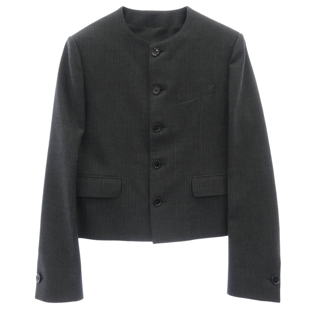 CELINE セリーヌ 2V25X154W-09AJ Short Mods Jacket In Wool Gabardine ノーカラー ショート モッズジャケット ウールギャバジン グレー系 46【美品】【中古】
