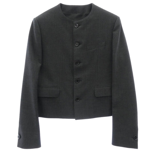 CELINE セリーヌ 2V25X154W-09AJ Short Mods Jacket In Wool Gabardine ノーカラー ショート モッズジャケット ウールギャバジン グレー系 46【美品】【中古】