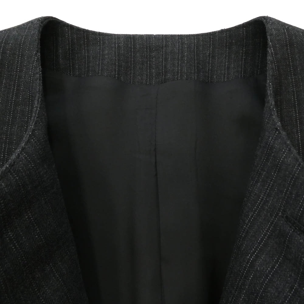 CELINE セリーヌ 2V25X154W-09AJ Short Mods Jacket In Wool Gabardine ノーカラー ショート モッズジャケット ウールギャバジン グレー系 46【美品】【中古】